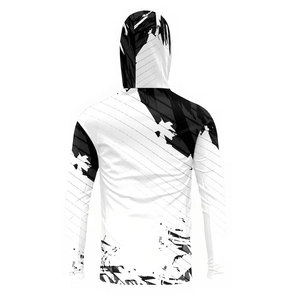 Hoodie de pêche personnalisé de haute qualité, vierge, en polyester AOP, pour tournois et pêche au bar. - Product Image 2