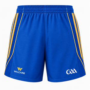 Shorts de sport bleus WILCARE avec rayures jaunes, logo respirant, tenue d'équipe, prix de gros, prix abordable, best-seller 2026 - Product Image 3