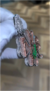 CONCEPTION GRA - Juego de Joyería de Trébol de la Suerte con Moissanita Verde Certificada, Plata 925, Chapado en Oro de 14K, Colgante Hip Hop Personalizado - Product Image 2