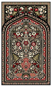 Zynah Channile Yarn fabric classic floral Prayer Rug Muslim Pattern Rectangle Non Slip Jute Backing 27x45 Inches - Product Image 4