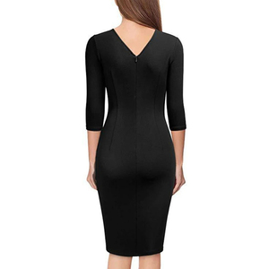 Robe élégante pour femme, style festival et bureau, à imprimé floral, col bénitier, manches 3/4, taille naturelle, ceinturée, coupe droite, en mousseline, longueur genou, avec fourrure intégrée - Product Image 5