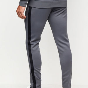 Pantalones Deportivos Ajustados Grises para Hombre con Franja Lateral Negra, Cintura Elástica, Largos, Estilo Casual Otoñal - Product Image 5