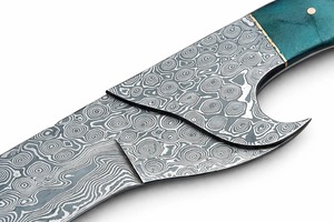 Couteau de chasse artisanal en acier Damas, lame à pointe tombante, bord droit, manche en os coloré, OEM - Product Image 3