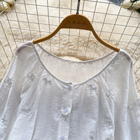 Blusas Elegantes de Verano de Manga Corta para Mujer, Camisas Sólidas con Manga Farol, Tops Elegantes para Dama, Ropa al por Mayor para Mujer