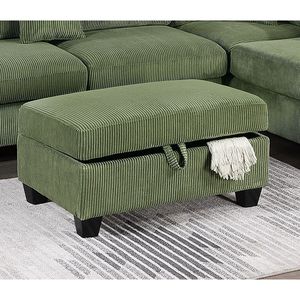 Splendido Set di Mobili per Soggiorno in Velluto a Coste Color Salvia, Divano LAF, Chaise Longue RAF e Pouf, 3 Pezzi - Product Image 6