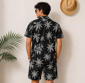 Men's Casual Beech Wear Summer Shirt 300 Grams Breathable Quick Dry Eco-Friendly Short Sleeve Floral Print Design 100% Polyester - Product Image 2