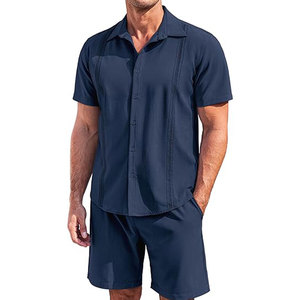 Ensemble chemise et short décontractés pour homme, imprimés, été, vacances, style hawaïen, chemises unies pour homme - Product Image 6