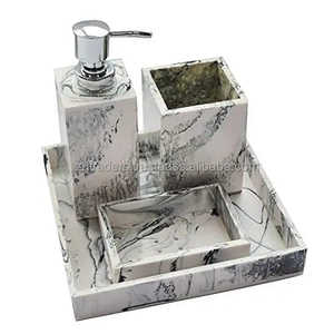 Juego de Accesorios de Baño de Resina Epoxi de Lujo Pintados a Mano, Organizador de Baño de 4 Piezas Hecho a Mano para Decoración Moderna del Hogar - Product Image 4
