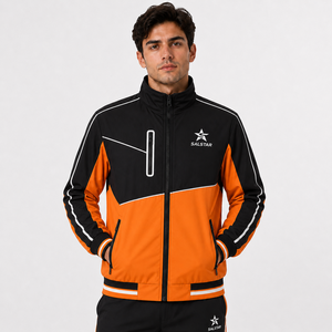 Performance Outerwear, Adjustable Hood and Cuffs, Durable Athletic Training Jacket, Streetwear <b>Wind</b> <b>Breaker</b> Two Tone Jacket - Product Image 5