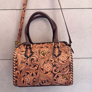 Bolso de Mano de Cuero Tallado a Mano de Alta Calidad, Estilo Bohemio Gitano, Bolso de Hombro Hecho a Mano, Estilo Occidental, para Mujer - Product Image 1