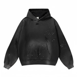 Hip Hop <b>Screen</b> Print Hoodies Men Sweatshirts Heavyweight Pullover Custom French Terry Acid Wash Distressed high quality - Product Image 3
