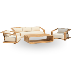 Table basse en bois pour l'extérieur, ensemble de jardin durable et écologique, mobilier moderne en teck massif pour villa - Product Image 1