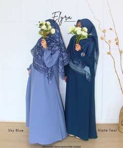 Vestido Abaya Largo de Manga Larga con Estampado a Cuadros de Poliéster de Alta Calidad, Simple y Modesto, Transpirable y Agradable al Tacto para Uso Diario - Product Image 2