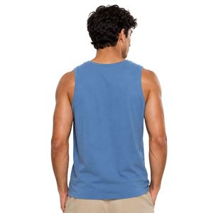 Débardeur sans manches bleu personnalisé avec logo dragon minimaliste imprimé – Gilet en coton personnalisé pour homme, col rond, style décontracté streetwear estival - Product Image 2