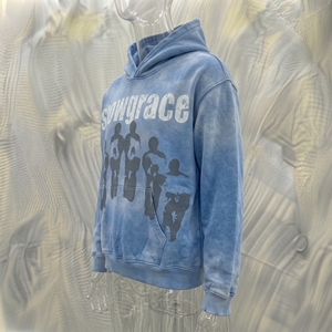 Sudadera con Capucha Snowgrace Azul Tie-Dye para Hombre, Estilo Holgado, Felpa Francesa, Ropa Casual de Invierno - Product Image 4