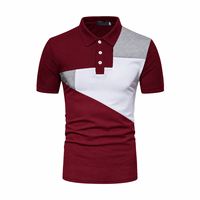 Kaos Pria Bernapas 100% Katun dengan Panel Kontras Berwarna untuk Kemeja Lengan Pendek Kasual Golf OEM ODM