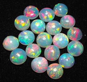 Opale blanche naturelle, cabochon de pierre précieuse en vrac, 7 mm, taille ronde, opale éthiopienne colorée, base blanche pour la fabrication de bijoux, vente en gros - Product Image 4