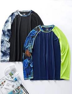 Haut de sport pour homme à manches longues, imprimé feuilles de palmier tropicales, noir et bleu marine, pour entraînement, gym, sport et natation - Product Image 4