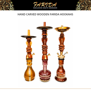 Cachimba de lujo de palisandro lacado y tallado a mano, estilo egipcio, para fumar, con vástago de latón y jarrón de cristal a juego. - Product Image 3