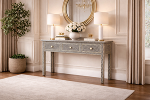 Bone Inlay <b>Console</b> <b>Table</b> Antique Wood Entryway Sofa <b>Table</b> with Drawers Modern Living Room Hall Furniture - Product Image 2