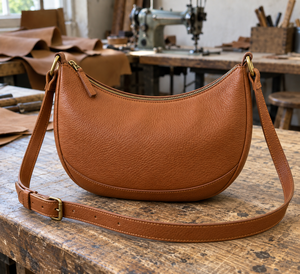 Bolso de Hombro de Cuero Genuino Vintage para Mujer, Patrón Lichee, Cierre de Cremallera, Correa Única, Color Marrón, para Uso Diario en Todas las Estaciones - Product Image 3