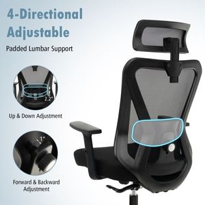 Sedia da Ufficio Ergonomica con Schienale Reclinabile in Rete, Girevole e Regolabile, Comoda Sedia da Lavoro - Product Image 6