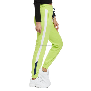 Pantalones Cargo de Forro Polar Verde Lima para Mujer, con Franja Lateral Blanca, Cintura Elástica Media, Corte Regular, Largos, Formales, Transpirables para Primavera - Product Image 6
