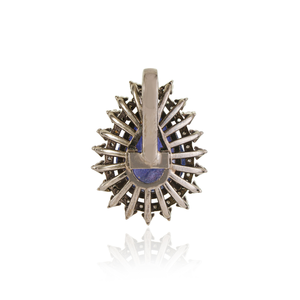 Precio al por mayor: Colgante de plata de ley 925 con forma de pera, tanzanita natural y diamantes, estilo retro para mujer - Product Image 6