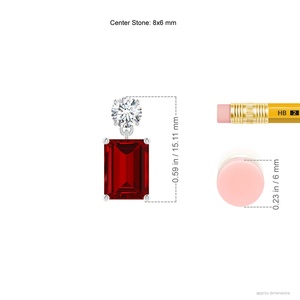14K Solid Gold Emerald Cut Natural Ruby Diamond Drop <b>Earrings</b>, <b>Fine</b> Jewelry OEM ODM Manufacturer Jewelry for Fiance - Product Image 3