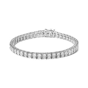 Bracciale a catena sottile in argento sterling 925 con diamanti da 7,25 pollici 1/10 carati totali, colore I-J e purezza I2-I3 - Product Image 1