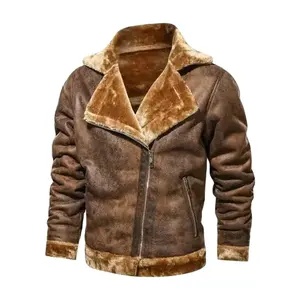 Schapenvacht Dunkirk Shearling Bane Aviator Bont Bomberjas Leren Jas Mannen Vlucht Warme Vulling Winter Kleding Jas Prijs