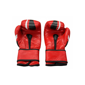 Gants de boxe en cuir rouge avec fermeture Velcro, design respirant pour adultes de 14 ans et plus, usage unisexe pour les arts martiaux - Product Image 2
