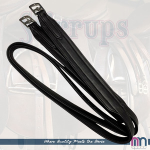 Brida para Caballo de Cuero Suave Negro HM GLOBAL Premium con Estribos Anchos y Herrajes de Acero Inoxidable - Product Image 3