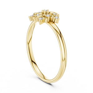 Anillo Minimalista con Racimo de Estrellas, Anillo de Oro Amarillo Sólido de 14k con Diamantes Cultivados en Laboratorio de Corte Redondo, Anillo de Boda Clásico, Regalo para Ella - Product Image 4