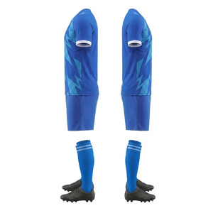 Conjunto de Uniforme de Fútbol Sublimado Personalizado, Cuello en V Azul, Manga Corta, Absorbe la Humedad, Equipación Deportiva para Hombre, Ajuste Atlético para Todas las Temporadas - Product Image 2