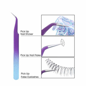 Eyebrow Tweezers Eyelash <b>Extensions</b> Stainless Steel Straight Curved Picker Manicure <b>Nail</b> Tweezers Forceps Pliers - Product Image 2