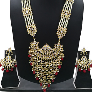 Indian Stylish Layered Pearl Rani Haar Long Kundan Necklace Jewellery Set Wedding Engagement Party Gift Antique Gold Plated - Product Image 4