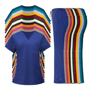 Hot Selling Polyester OEM Custom Logo Comfortable Hospital Uniform Soft Short Sleeve Uniform Women Nursing <b>Scrubs</b> - Product Image 3