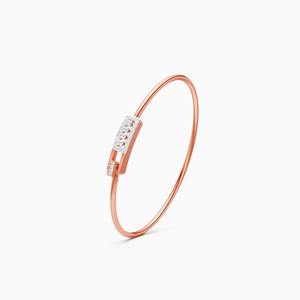 Kada élégant à motif rectangulaire en diamant de 0,3 ct en or jaune, blanc et rose 9 carats - Product Image 1