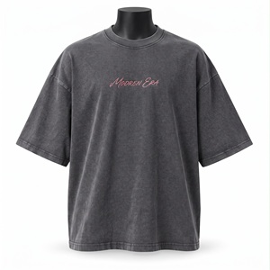 T-shirt minimaliste surdimensionné en coton épais rouge brique, fabrication OEM, marque personnalisée, vêtements streetwear, vente en gros - Product Image 6