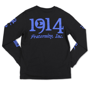T-shirt à manches longues noir Phi Beta Sigma avec inscription grecque et blason, chemise décontractée en coton pour homme de la fraternité - Product Image 2