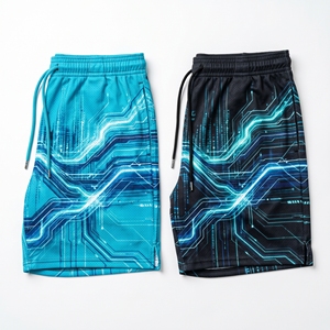Shorts de sport pour hommes avec motif circuit imprimé cyberpunk, sublimation, pour l'entraînement au basketball - Product Image 1