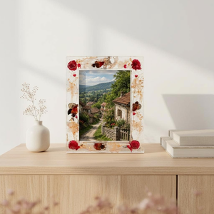 Cadre photo en résine transparente de luxe avec fleurs pressées, design personnalisé écologique pour un style élégant de la maison - Product Image 2