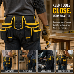Customizable Heavy Duty Waist Tool Bag with Multiple Pockets Adjustable Belt <b>Hammer</b> <b>Loop</b> for Electrician Carpenter DIY Work Uses - Product Image 2