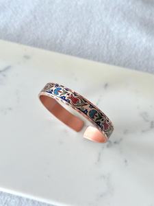 Best Quality NEHA ENTERPRISES Handmade Copper Luxury Floral Enamel Embossed Open Wristband Cuff Bracelets Fashionable <b>Gifts</b> - Product Image 1