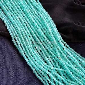 Cuentas redondas microfacetadas de apatita azul cielo natural de 2 mm, cuentas de apatita azul para la fabricación de joyas, piedras preciosas sueltas facetadas al por mayor - Product Image 6