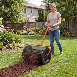 Spandiconcime Arancione 27'' x 16'' con Rete a Diamante Anti-Agglomerazione, Nuovo Spandiconcime da Giardino per Compost, per Attrezzature Agricole e da Cantiere - Product Image 2