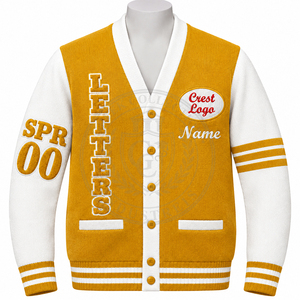 Greek Maroon White Contrast Knitted V-Neck Letterman university <b>Cardigan</b> Women's sweater Preppy Style Full Sleeve <b>Button</b> Closure - Product Image 6