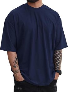 เสื้อยืดโอเวอร์ไซส์ผ้าฝ้ายแท้ 100% น้ำหนัก 220 กรัม พิมพ์ลายตามสั่งที่ไหล่ สไตล์ฮิปฮอป ไซส์พลัส ผ้าฝ้ายแท้ 100% ทรงบ็อกซี่ สำหรับผู้ชาย - Product Image 1