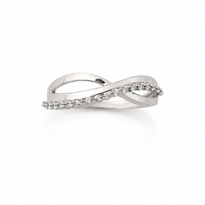 925 Sterling <b>Silver</b> Women's Twisted Infinity <b>Wave</b> <b>Ring</b> with Cubic Zirconia Minimalist Elegant High Polish Finish Daily Wear Wedd - Product Image 5